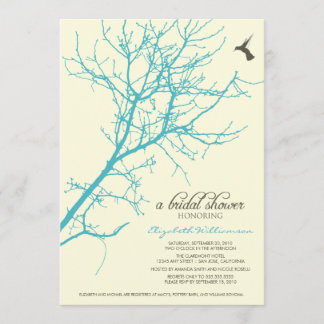 Tree Silhouette Bridal Shower Invitation (aqua)