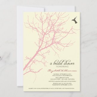 Tree Silhouette Bridal Shower Invitation (pink)