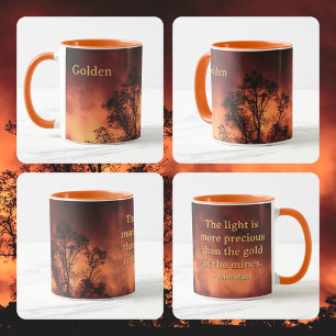 Tree Silhouette Golden Sky John Muir Nature Quote Mug