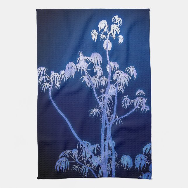 Tree Silhouette In Royal Blues Kitchen Towels (Vertical)