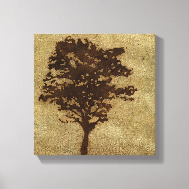 Tree Silhouette on Bronze Background Canvas Print (Front)