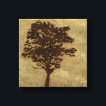 Tree Silhouette on Bronze Background Canvas Print<br><div class="desc">A bronze background serves as the scene for this silhouette of a tree with branches swaying in the breeze. You almost feel as if you could rest your back against this tree,  sit on the ground and take a long nap.</div>