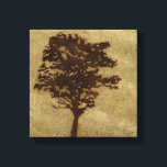 Tree Silhouette on Bronze Background Canvas Print<br><div class="desc">A bronze background serves as the scene for this silhouette of a tree with branches swaying in the breeze. You almost feel as if you could rest your back against this tree,  sit on the ground and take a long nap.</div>
