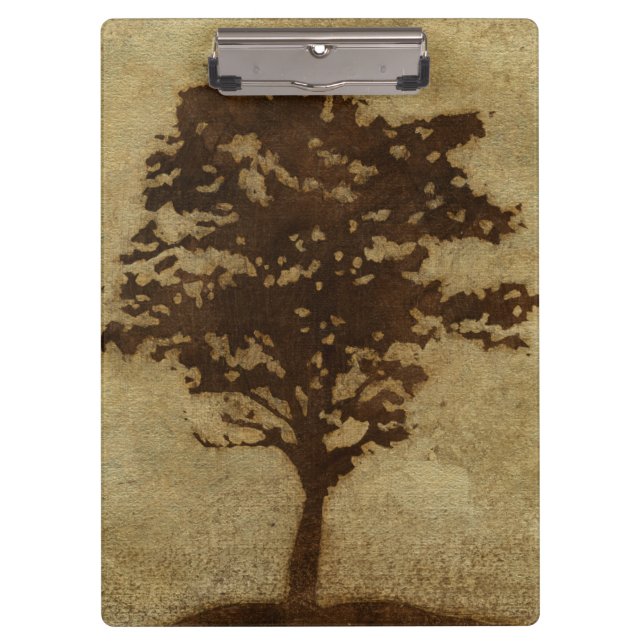 Tree Silhouette on Bronze Background Clipboard (Front)