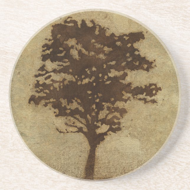Tree Silhouette on Bronze Background Coaster (Front)