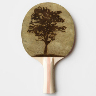 Tree Silhouette on Bronze Background Ping Pong Paddle