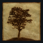 Tree Silhouette on Bronze Background Poster<br><div class="desc">A bronze background serves as the scene for this silhouette of a tree with branches swaying in the breeze. You almost feel as if you could rest your back against this tree,  sit on the ground and take a long nap.</div>
