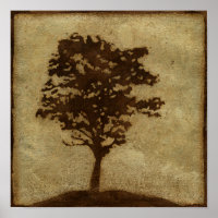 Tree Silhouette on Bronze Background