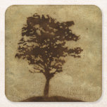 Tree Silhouette on Bronze Background Square Paper Coaster<br><div class="desc">A bronze background serves as the scene for this silhouette of a tree with branches swaying in the breeze. You almost feel as if you could rest your back against this tree,  sit on the ground and take a long nap.</div>