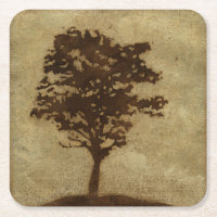Tree Silhouette on Bronze Background