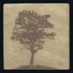 Tree Silhouette on Bronze Background Stone Coaster<br><div class="desc">A bronze background serves as the scene for this silhouette of a tree with branches swaying in the breeze. You almost feel as if you could rest your back against this tree,  sit on the ground and take a long nap.</div>