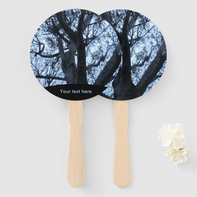 Tree Silhouette Photograph Custom Hand Fan (Front and Back)