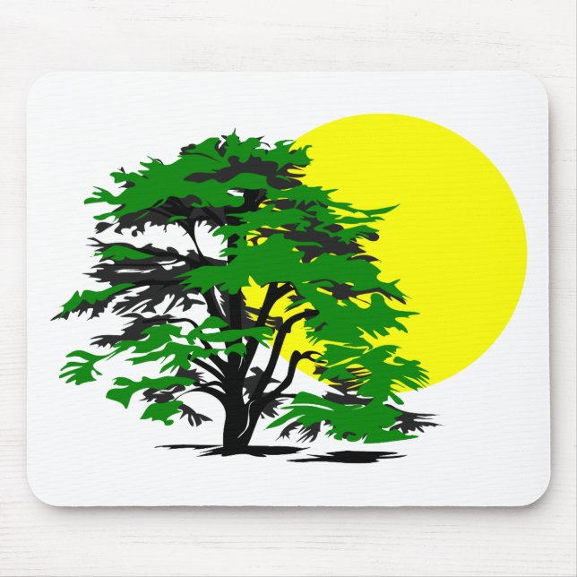 Tree Silhouette Setting Sun Mouse Pad (Front)