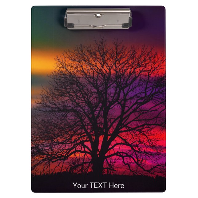 Tree Silhouette Sunset Attractive Clipboard (Front)