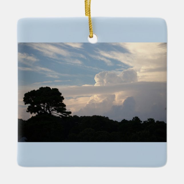 Tree Silhouette with Clouds Ornament  (Front)