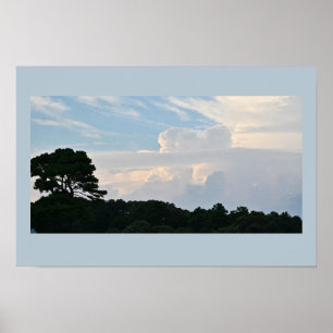 Tree Silhouette with Clouds Poster