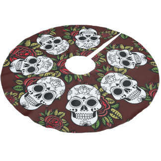 Tree skirt Christmas retro skull roses chic
