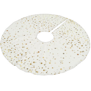 Tree Skirt-Gold Stars Brushed Polyester Tree Skirt
