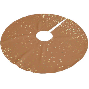 Tree Skirt-Gold Stars Brushed Polyester Tree Skirt