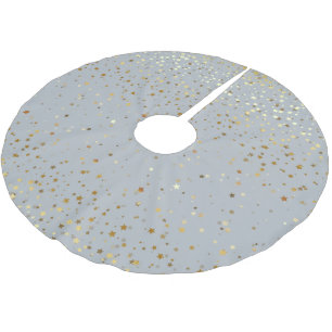 Tree Skirt-Gold Stars Brushed Polyester Tree Skirt