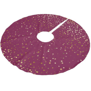 Tree Skirt-Gold Stars Brushed Polyester Tree Skirt