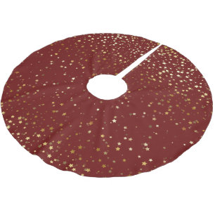 Tree Skirt-Gold Stars Brushed Polyester Tree Skirt