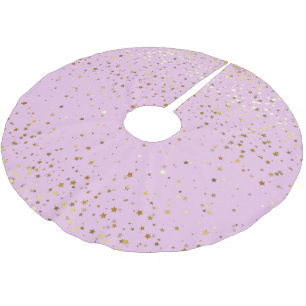 Tree Skirt-Gold Stars Brushed Polyester Tree Skirt