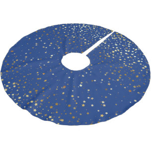 Tree Skirt-Gold Stars Royal Blue Brushed Polyester Tree Skirt