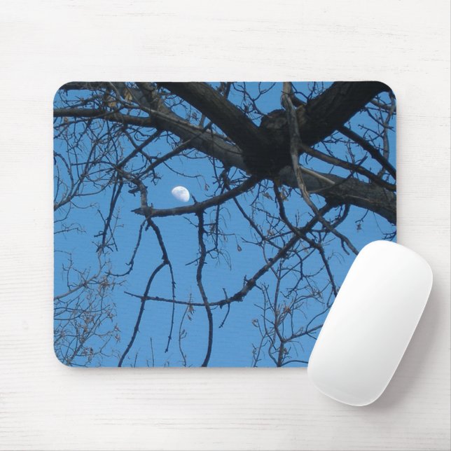 Tree Sky Moon Mouse Pad (With Mouse)