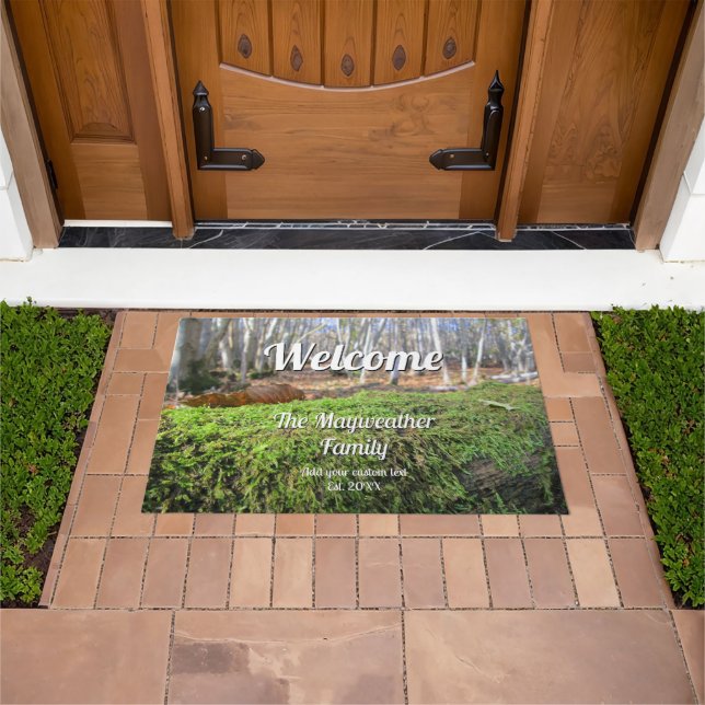 Tree Slumbers in Autumn Moss - Personalized Doormat (Outdoor)