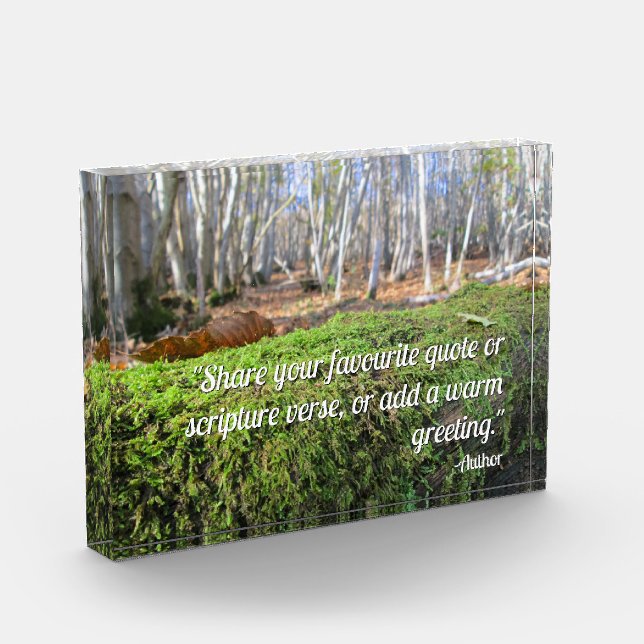Tree Slumbers in Autumn Moss - Personalized Photo Block (Left)
