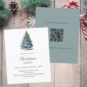 Tree snow QR code Christmas Party invitation