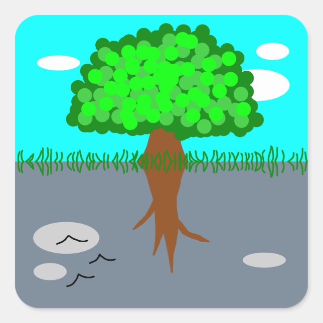 tree square sticker (Front)