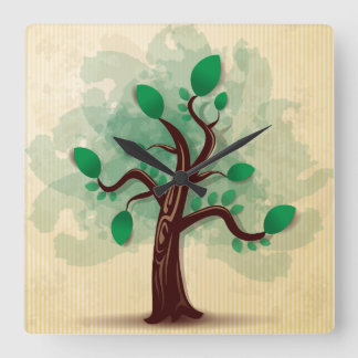 Tree Square Wall Clock