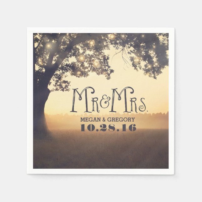 Tree String Lights Rustic Fancy Napkin (Front)