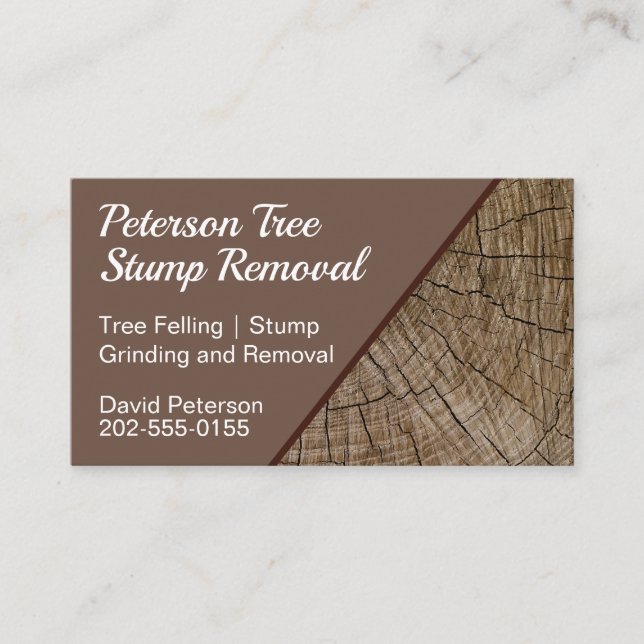 Tree Stump Grinding Removal Felling Business Card (Front)