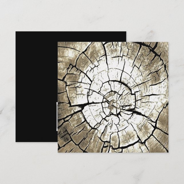 Tree Stump In Pale Grey Monotone Abstract Art Invitation (Front/Back)