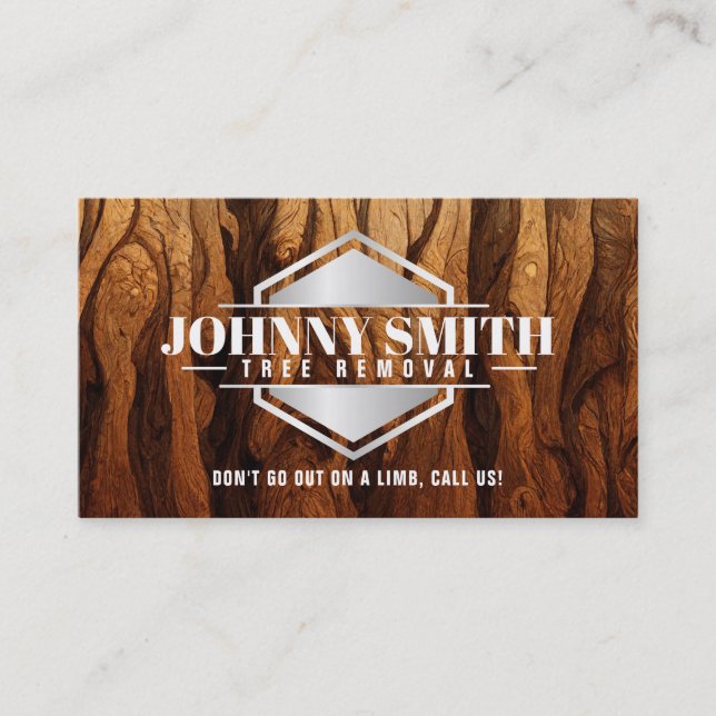 Tree Stump Removal Slogans Business Cards (Front)