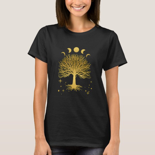 Tree Sum Moon Time Golden Cool Presents Deep Life  T-Shirt (Front)
