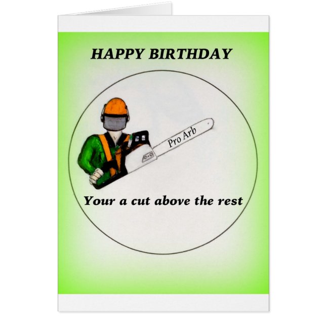 Tree Surgeon Arborist at work present Chainsaw (Front)