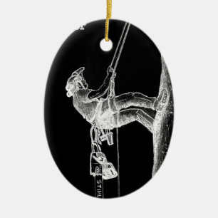 Tree Surgeon Arborist at work present Chainsaw Ceramic Tree Decoration