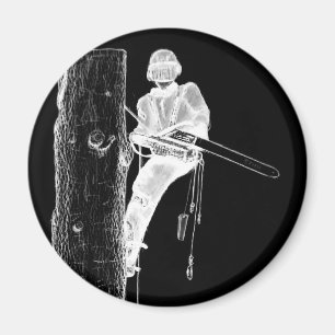 Tree Surgeon Arborist at work present Chainsaw Magnet
