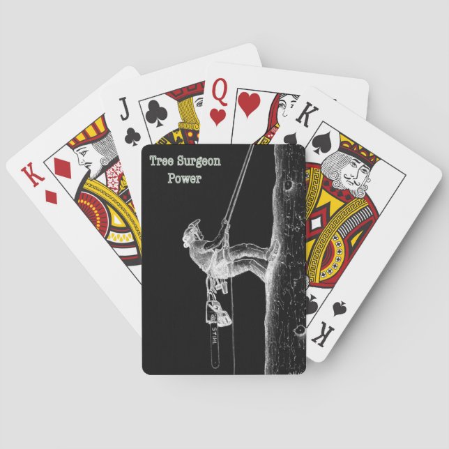 Tree Surgeon Arborist at work present Chainsaw Playing Cards (Back)