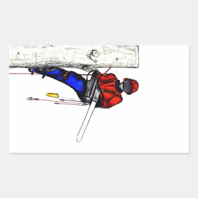Tree Surgeon Arborist at work present Chainsaw Rectangular Sticker (Front)