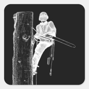 Tree Surgeon Arborist at work present Chainsaw Square Sticker