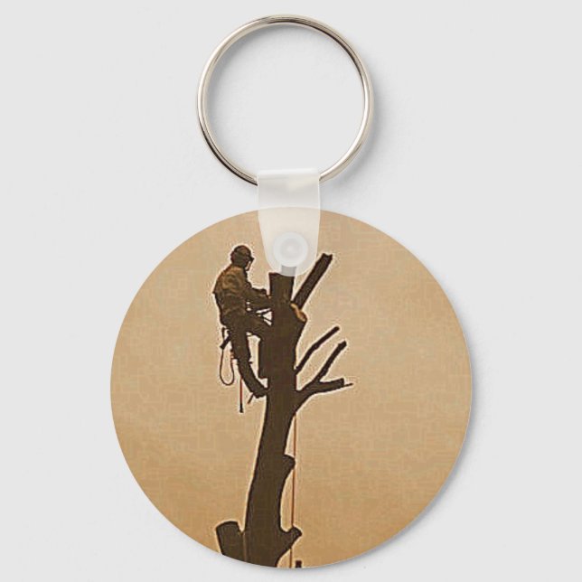 Tree Surgeon Arborist at work present Key Ring (Front)