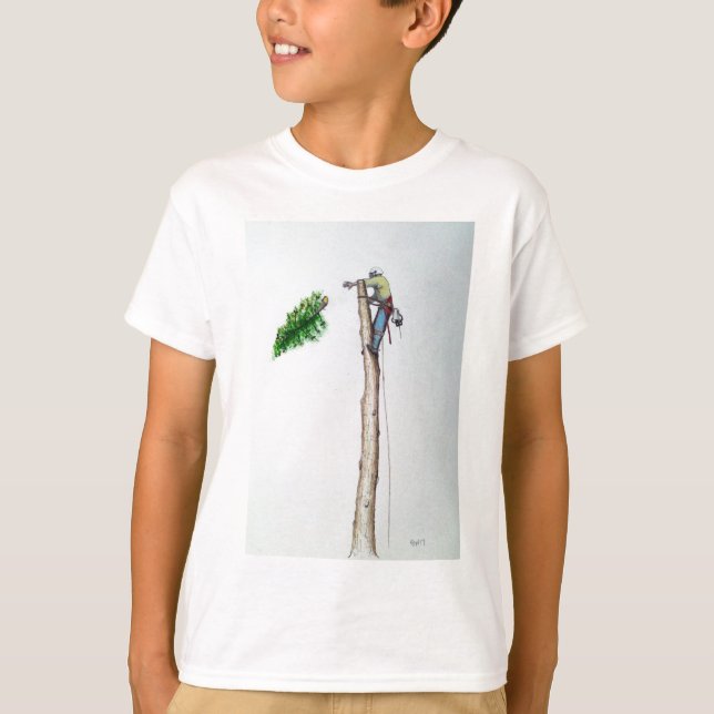 Tree Surgeon Arborist at work present T-Shirt (Front)