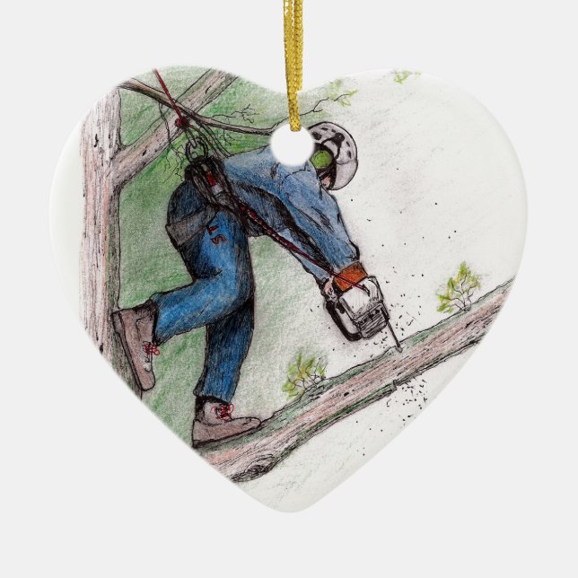 Tree Surgeon Arborist Ceramic Tree Decoration (Front)