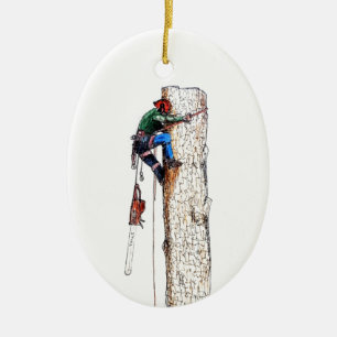 Tree Surgeon Arborist Chainsaw Ceramic Tree Decoration