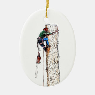 Tree Surgeon Arborist Chainsaw Ceramic Tree Decoration